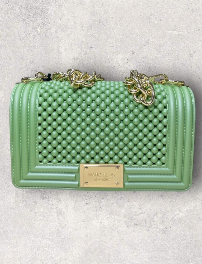 FLAT BALL small 25 GREEN TEA/LIGHT GOLD CHAIN SHOULDERBAG