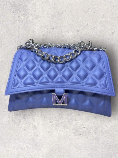 FLAT RHOMBUS medium PURPLE/SILVER CHAIN SHOULDER BAG