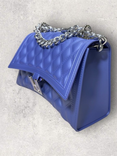 FLAT RHOMBUS medium PURPLE/SILVER CHAIN SHOULDER BAG
