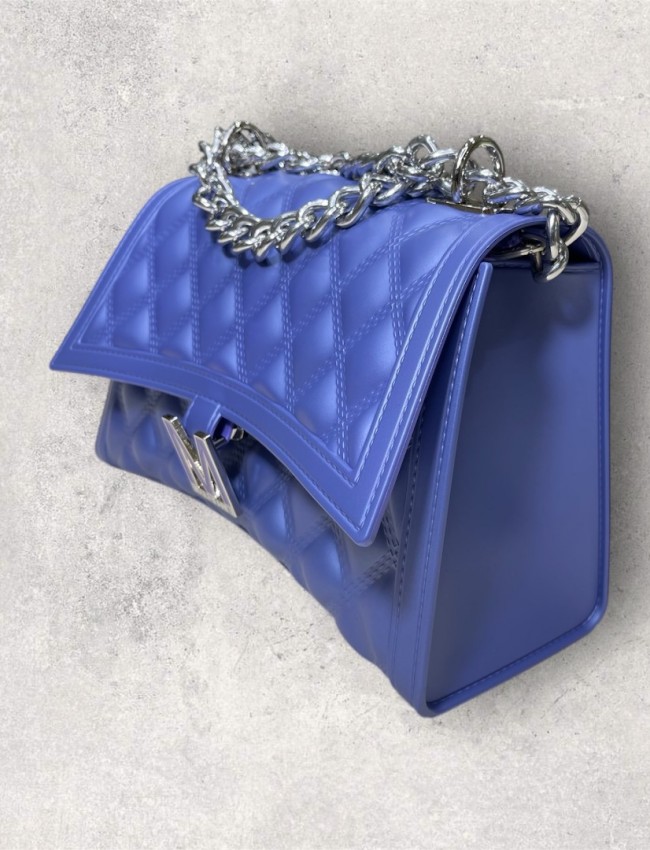 FLAT RHOMBUS medium PURPLE/SILVER CHAIN SHOULDER BAG FLAT RHOMBUS medium PURPLE/SILVER CHAIN SHOULDER BAG