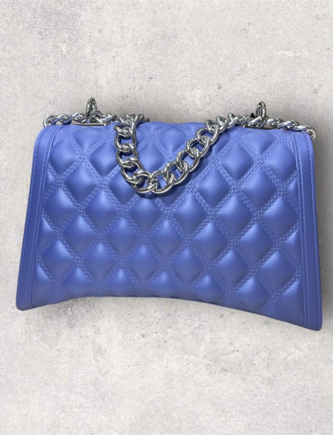FLAT RHOMBUS medium PURPLE/SILVER CHAIN SHOULDER BAG FLAT RHOMBUS medium PURPLE/SILVER CHAIN SHOULDER BAG