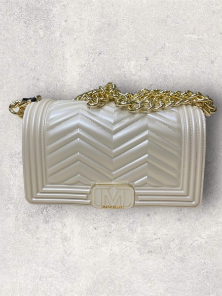 FLAT WAVE small TURTLEDOVE/LIGHT GOLD CHAIN SHOULDERBAG