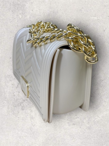 FLAT WAVE small TURTLEDOVE/LIGHT GOLD CHAIN SHOULDERBAG