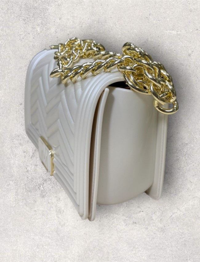 FLAT WAVE small TURTLEDOVE/LIGHT GOLD CHAIN SHOULDERBAG
