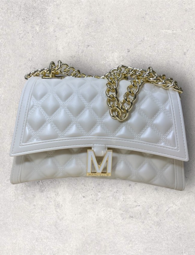 FLAT RHOMBUS medium TURTLEDOVE/LIGHT GOLD CHAIN SHOULDER BAG