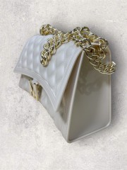 FLAT RHOMBUS medium TURTLEDOVE/LIGHT GOLD CHAIN SHOULDER BAG