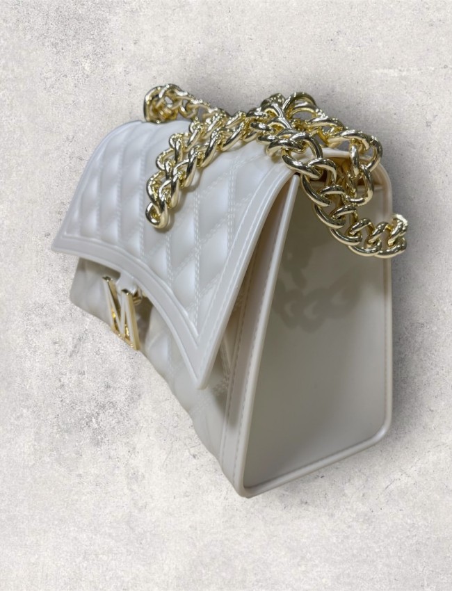 FLAT RHOMBUS medium TURTLEDOVE/LIGHT GOLD CHAIN SHOULDER BAG
