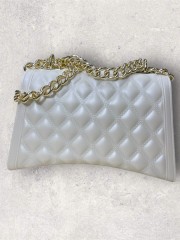 FLAT RHOMBUS medium TURTLEDOVE/LIGHT GOLD CHAIN SHOULDER BAG