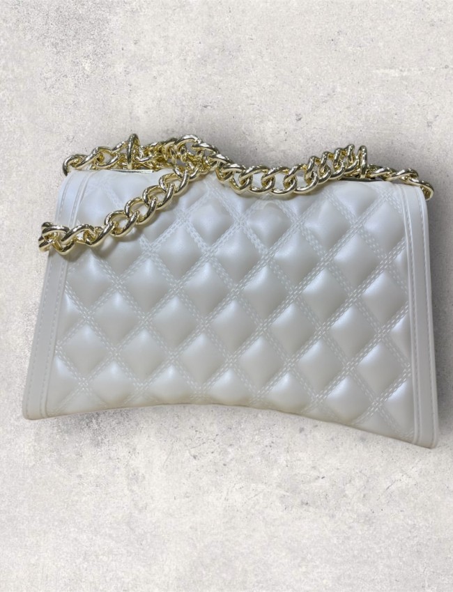 FLAT RHOMBUS medium TURTLEDOVE/LIGHT GOLD CHAIN SHOULDER BAG