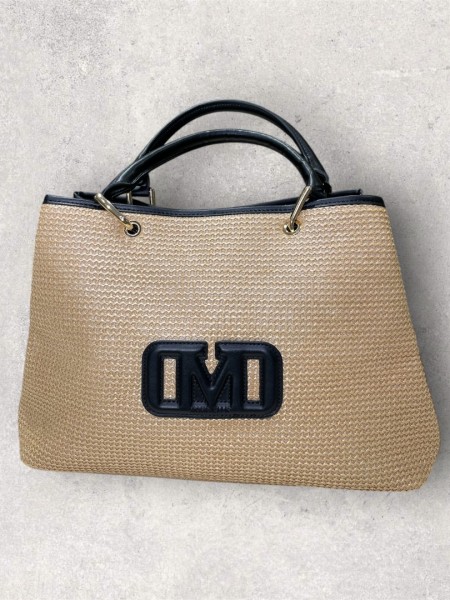 BROOKE STRAW HANDBAG NATURE/BLACK