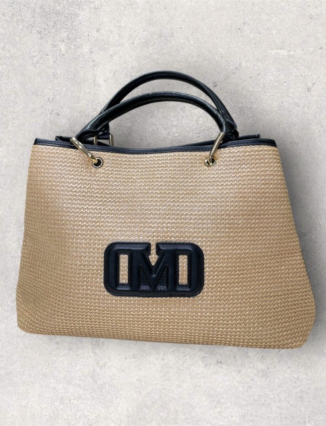 BROOKE STRAW HANDBAG NATURE/BLACK