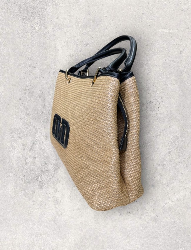 BROOKE STRAW HANDBAG NATURE/BLACK
