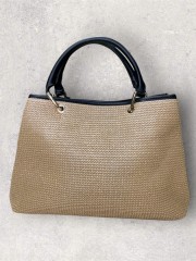 BROOKE STRAW HANDBAG NATURE/BLACK
