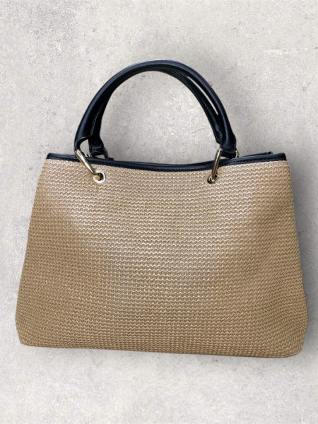 BROOKE STRAW HANDBAG NATURE/BLACK