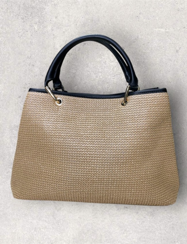 BROOKE STRAW HANDBAG NATURE/BLACK