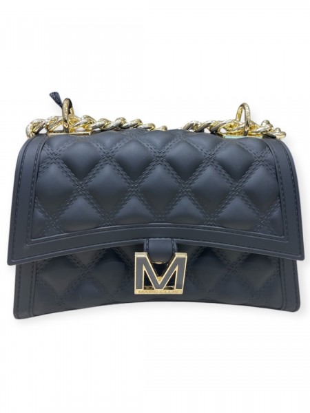 FLAT RHOMBUS small 25 BLACK/GOLD CHAIN SHOULDER BAG
