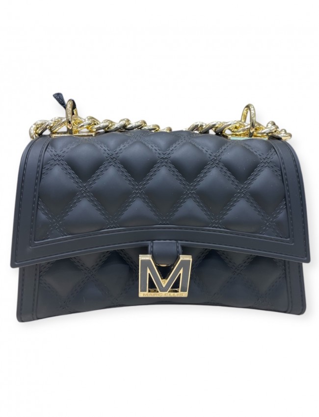 FLAT RHOMBUS small 25 BLACK/GOLD CHAIN SHOULDER BAG