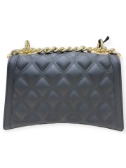 FLAT RHOMBUS small 25 BLACK/GOLD CHAIN SHOULDER BAG