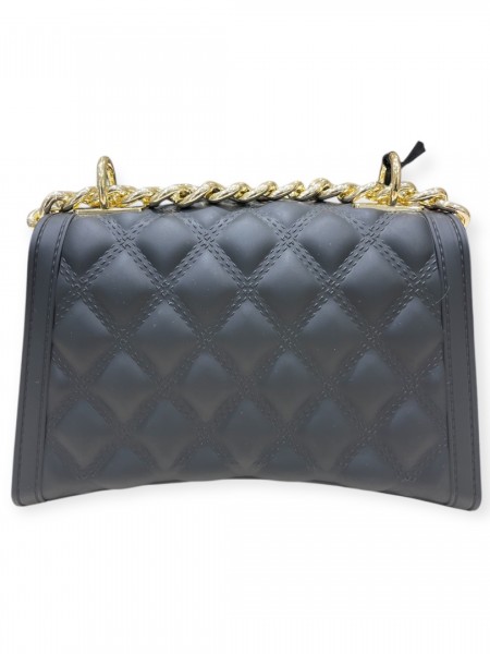 FLAT RHOMBUS small 25 BLACK/GOLD CHAIN SHOULDER BAG