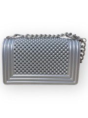 FLAT BALL small 25 SILVER/SATIN SILVER CHAIN SHOULDERBAG