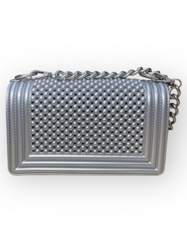 FLAT BALL small 25 SILVER/SATIN SILVER CHAIN SHOULDERBAG