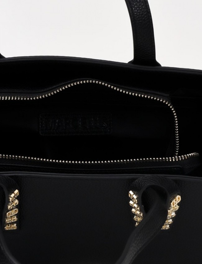 ELIF large BLACK GOLD DETAILS HANDBAG