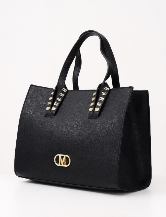 ELIF large BLACK GOLD DETAILS HANDBAG
