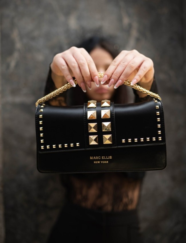 HELI SPIKE BLACK/GOLD CHAIN SHOULDERBAG