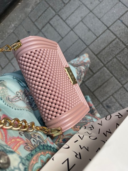 FLAT BALL small 25 MISTY ROSE/LIGHT GOLD CHAIN SHOULDERBAG