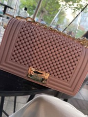 FLAT BALL small 25 MISTY ROSE/LIGHT GOLD CHAIN SHOULDERBAG