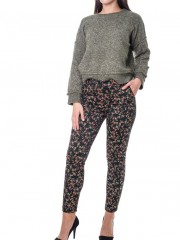 Εμπριμέ μαύρο floral printed παντελόνι με πλαϊνές τσέπες Milly Brown