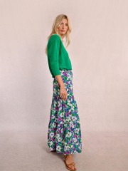 Floral printed πράσινη ψηλόμεση maxi φούστα, σε κλος γραμμή και λάστιχο στη μέση Molly Bracken 