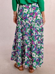 Floral printed πράσινη ψηλόμεση maxi φούστα, σε κλος γραμμή και λάστιχο στη μέση Molly Bracken 