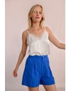 Λευκό αμάνικο σατέν lingerie σε ίσια γραμμή με λεπτές ρυθμιζόμενες τιράντες και δαντέλα στο τελείωμα Molly Bracken