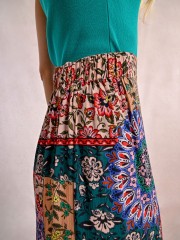 Floral printed εκάι ψηλόμεση midi φούστα σε φαρδιά γραμμή, με λάστιχο στη μέση και ένα βολάν σε επίπεδο Molly Bracken