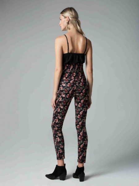 Εμπριμέ μαύρο ψηλόμεσο floral-printed παντελόνι Mya 