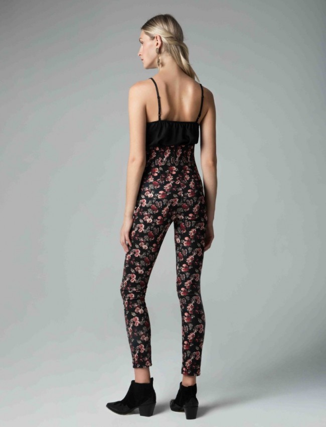 Εμπριμέ μαύρο ψηλόμεσο floral-printed παντελόνι Mya 