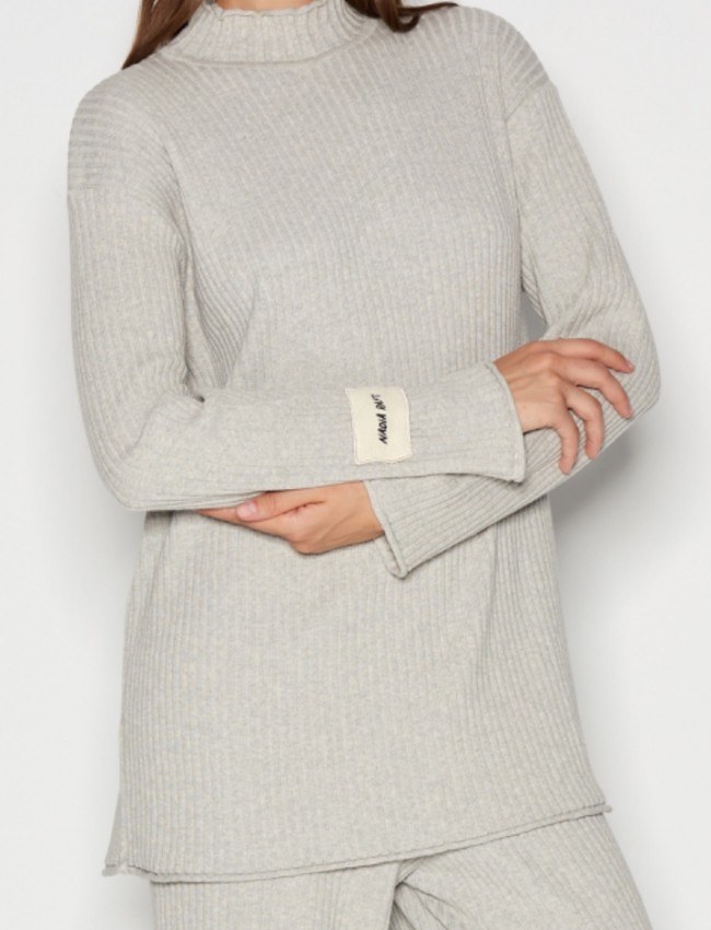 TAGLINES KNITTED BLOUSE LIGHT GREY
