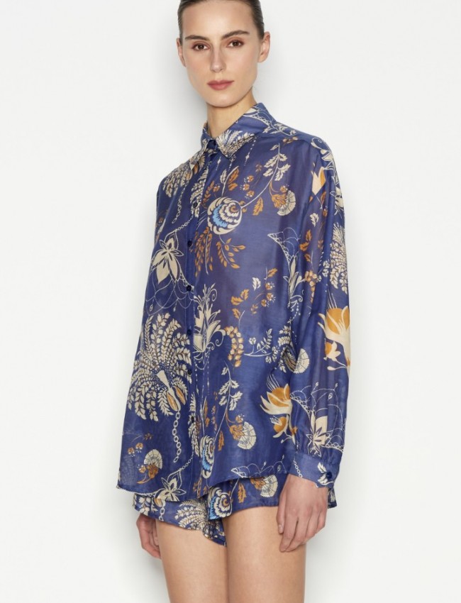 CUBAN LONG SLEEVE SHIRT BLUE