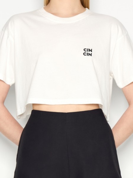 CIN CIN CROP T-SHIRT OFF-WHITE