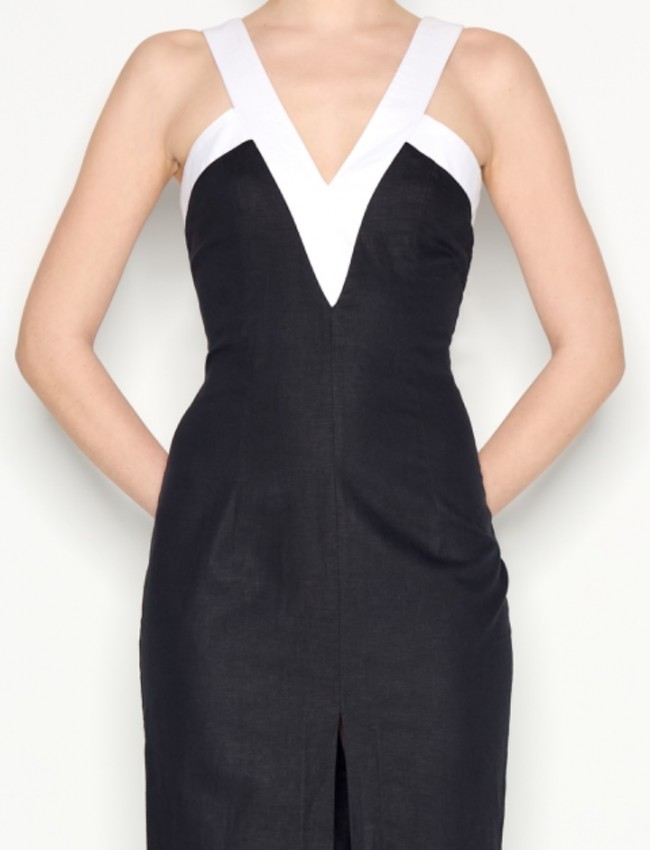 VICE MIDI DRESS BLACK/WHITE