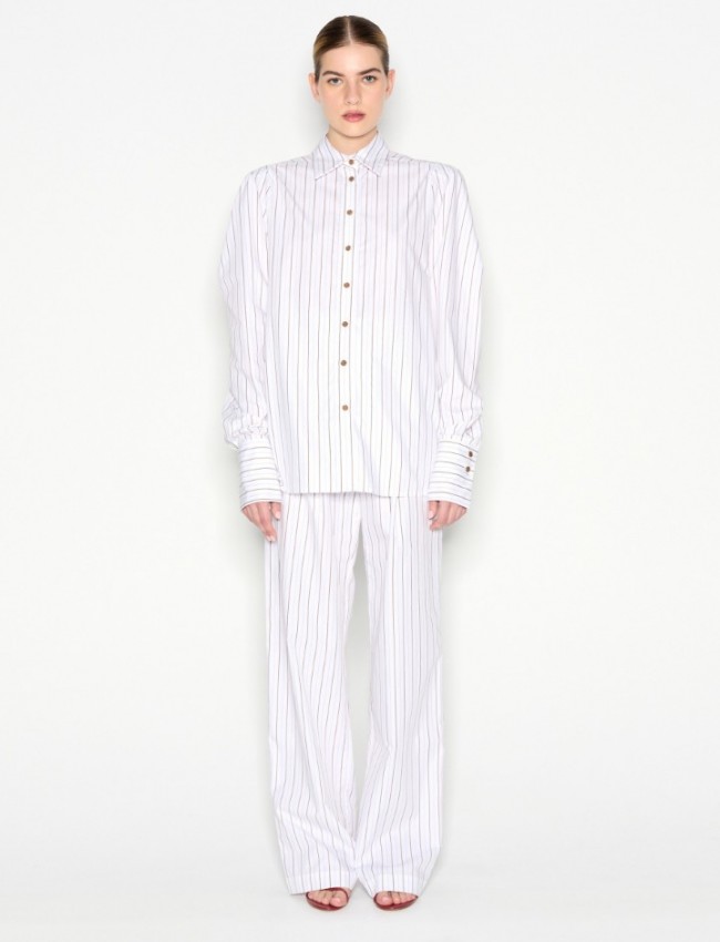 PINA COLADA SHIRT WHITE/BROWN WITH STRIPES 