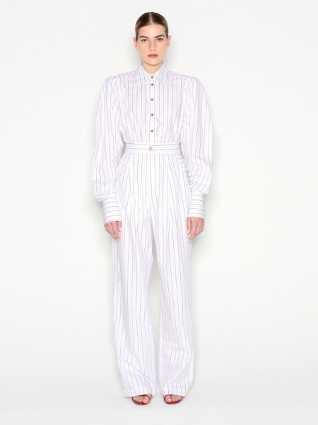PINA COLADA SHIRT WHITE/BROWN WITH STRIPES 