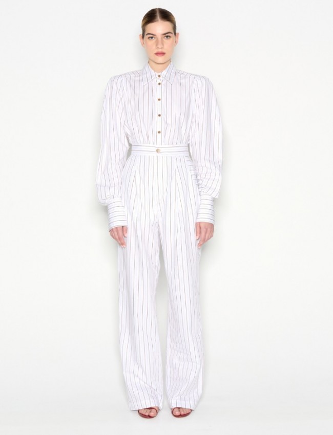 PINA COLADA SHIRT WHITE/BROWN WITH STRIPES 