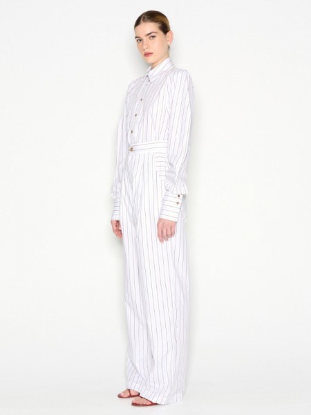 PINA COLADA SHIRT WHITE/BROWN WITH STRIPES 