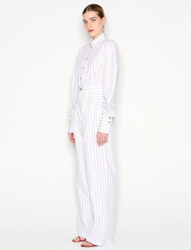 PINA COLADA SHIRT WHITE/BROWN WITH STRIPES 