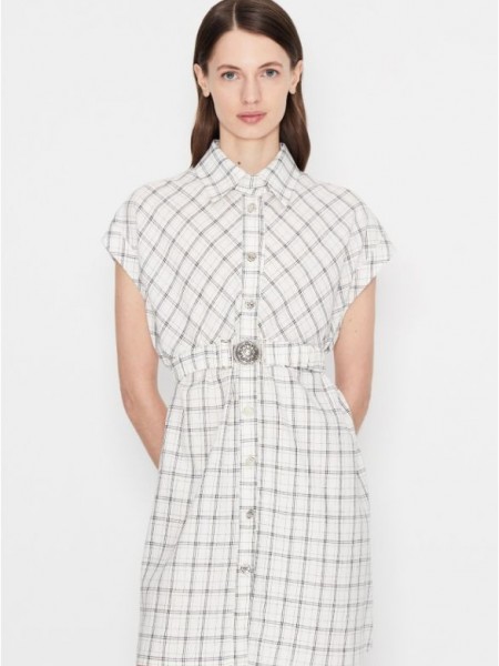 OCEAN MINDS B&W CHECKED SHIRT- DRESS 