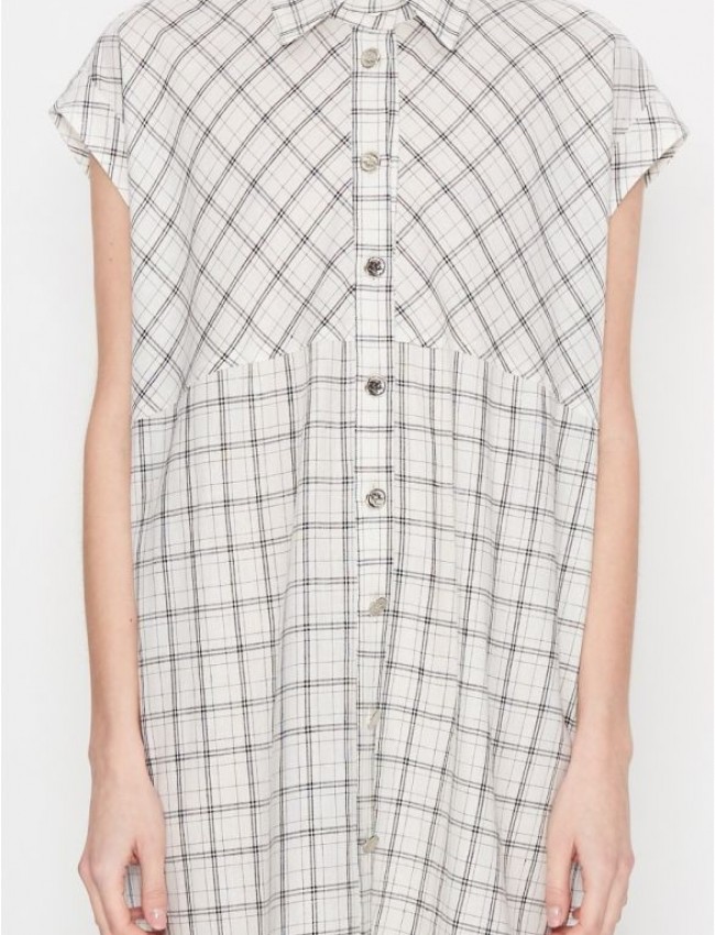 OCEAN MINDS B&W CHECKED SHIRT- DRESS 