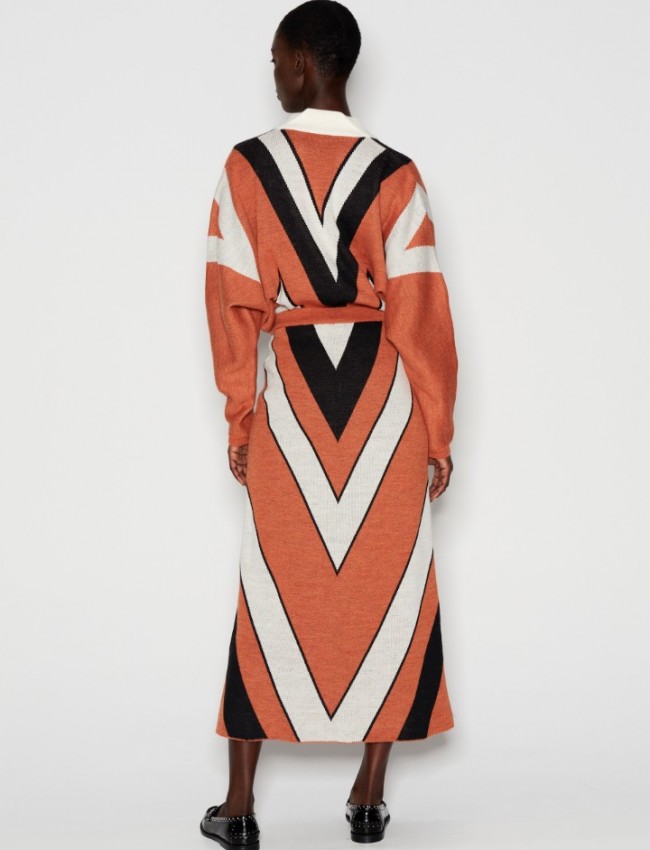 Textile Creature Knitted Skirt Printed Orange Nadia Rapti