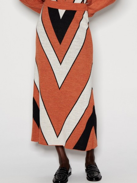 Textile Creature Knitted Skirt Printed Orange Nadia Rapti